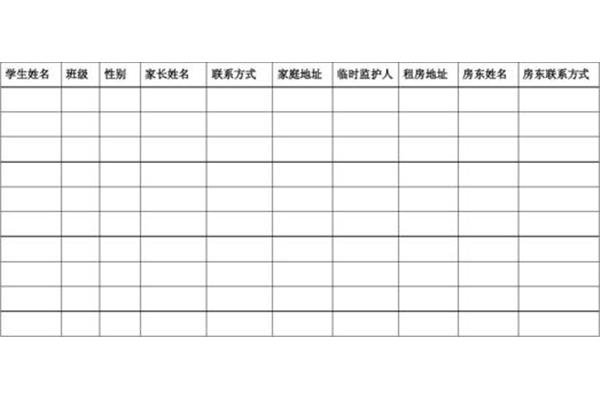 学生家长联系方式表格