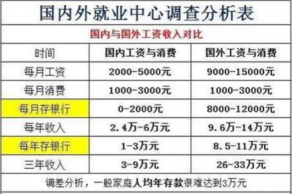 想去国外哪个国家工作,工资高,国内工资多少?