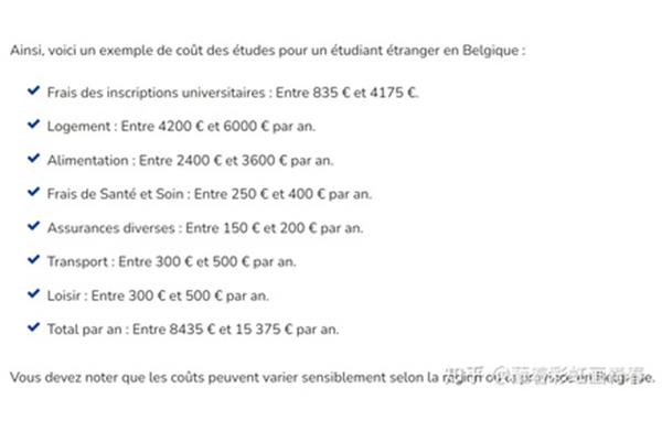 比利时留学一年多少钱,留学费用国家排名