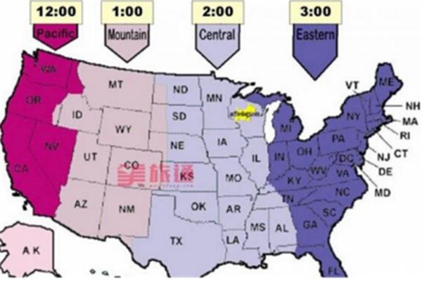美国各地的时间都一样吗?中国中午12点,美国现在是几点?